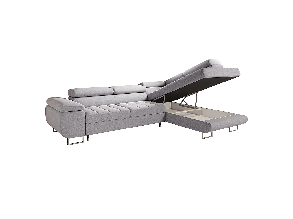 Canapé d'angle convertible 4 places en tissu bleu EDEN