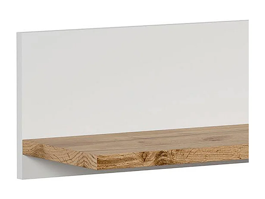 Etagère murale 160 cm blanc mat et décor bois clair - LEANE