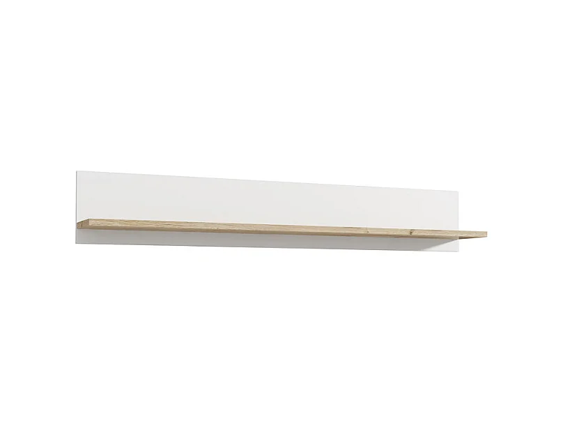 Etagère murale 160 cm blanc mat et décor bois clair - LEANE