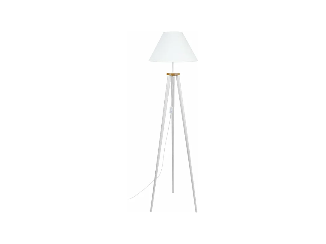 Lampadaire trépied bois blanc 155 cm.