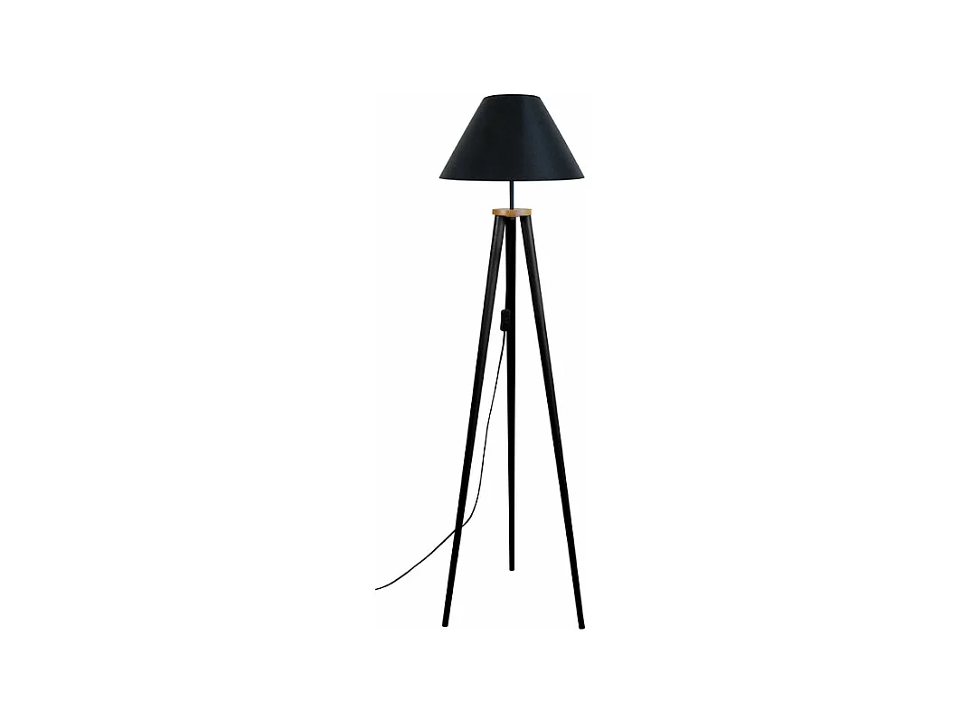 Lampadaire , trépied bois noir 155 cm.