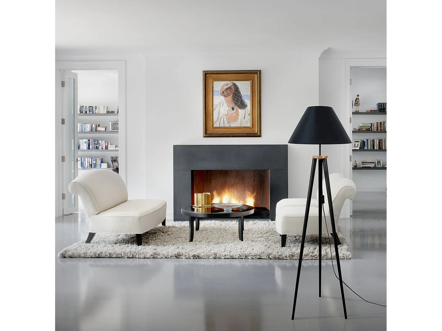 Abajur TOSEL TAMBOUR 35 tecido tambor cinza D35 x H20  cm