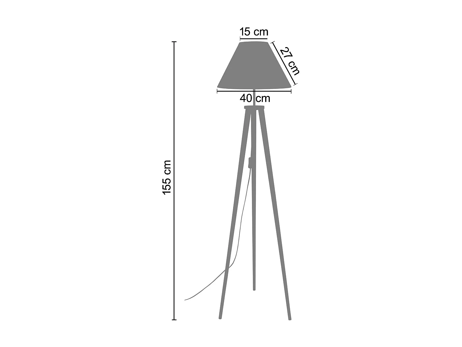 Abajur TOSEL TAMBOUR 35 tecido tambor cinza D35 x H20  cm