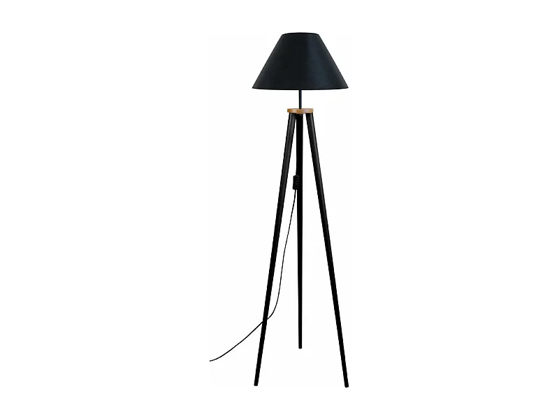 Lampadaire , trépied bois noir 155 cm.