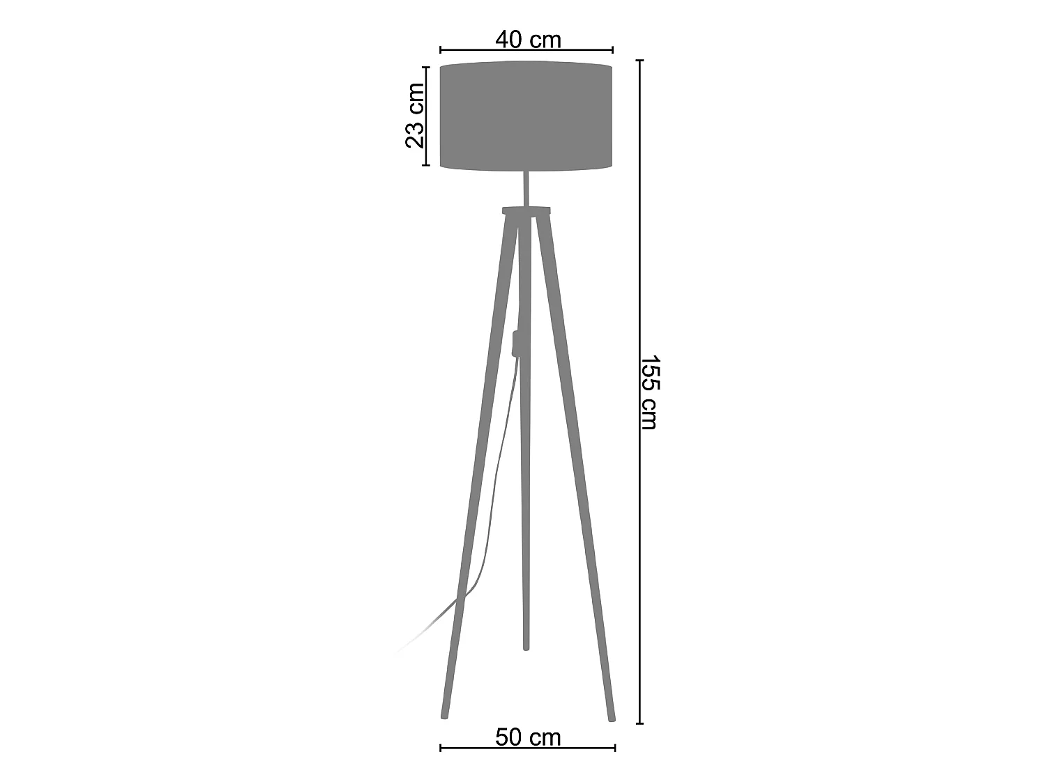Lampada da terra legno treppiedi  ARHUS cone neo D'40cm