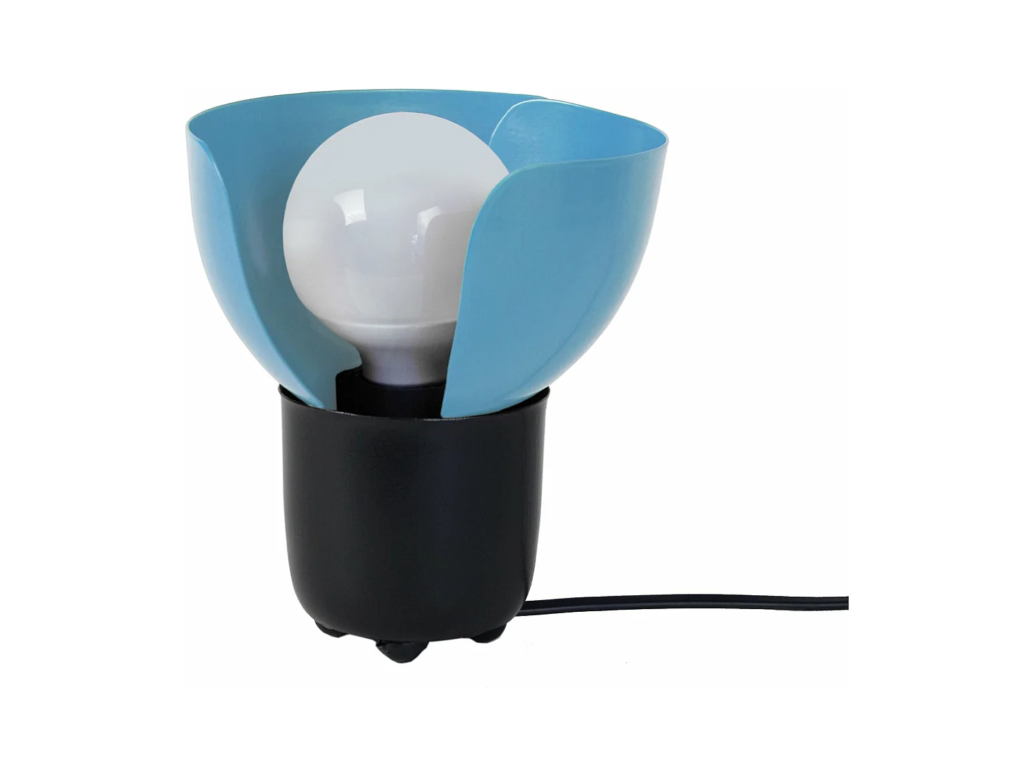 Lampe de chevet demi boule métal  noir,bleu 17 cm.
