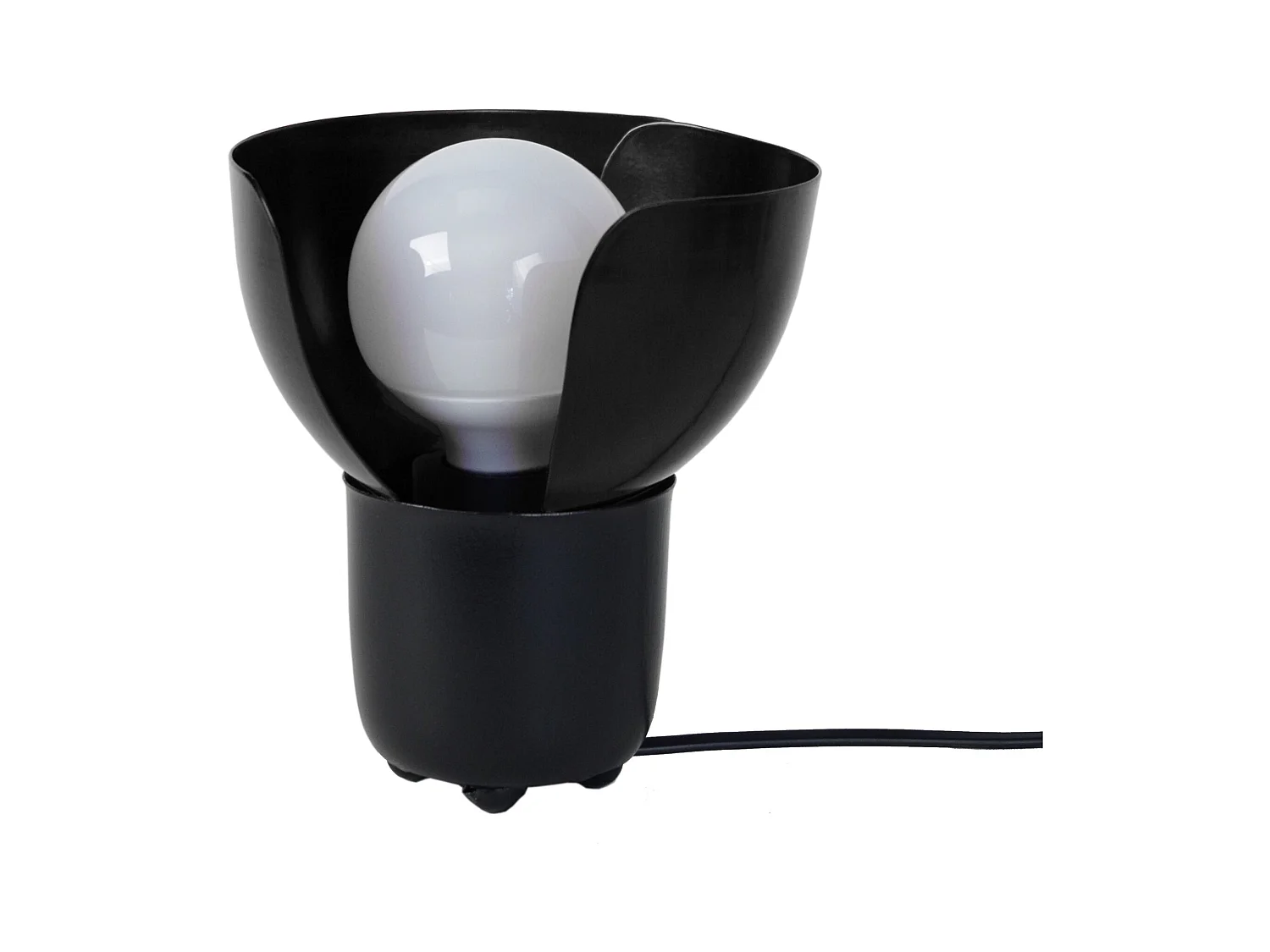 Lampe de chevet demi boule métal  noir,blanc 17 cm.