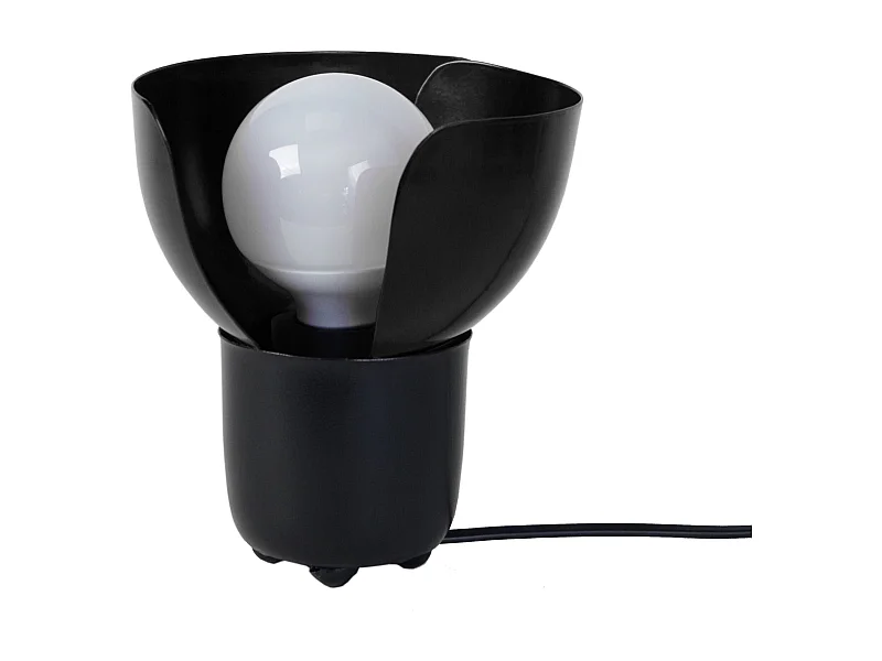 Lampe de chevet demi boule métal  noir,blanc 17 cm.