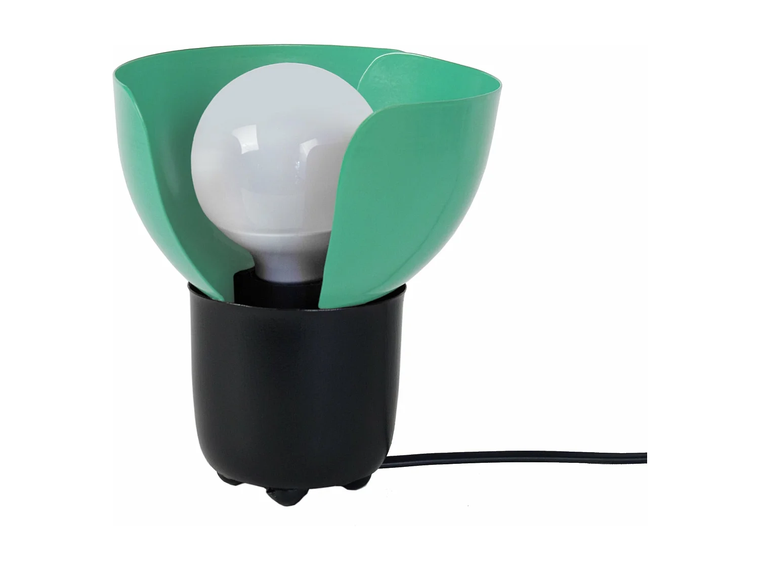 Lampe de chevet demi boule métal  noir,tourquoise 17 cm.
