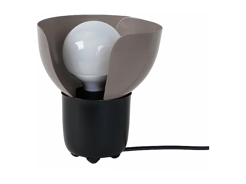 Lampe de chevet demi boule métal  noir,taupe 17 cm.