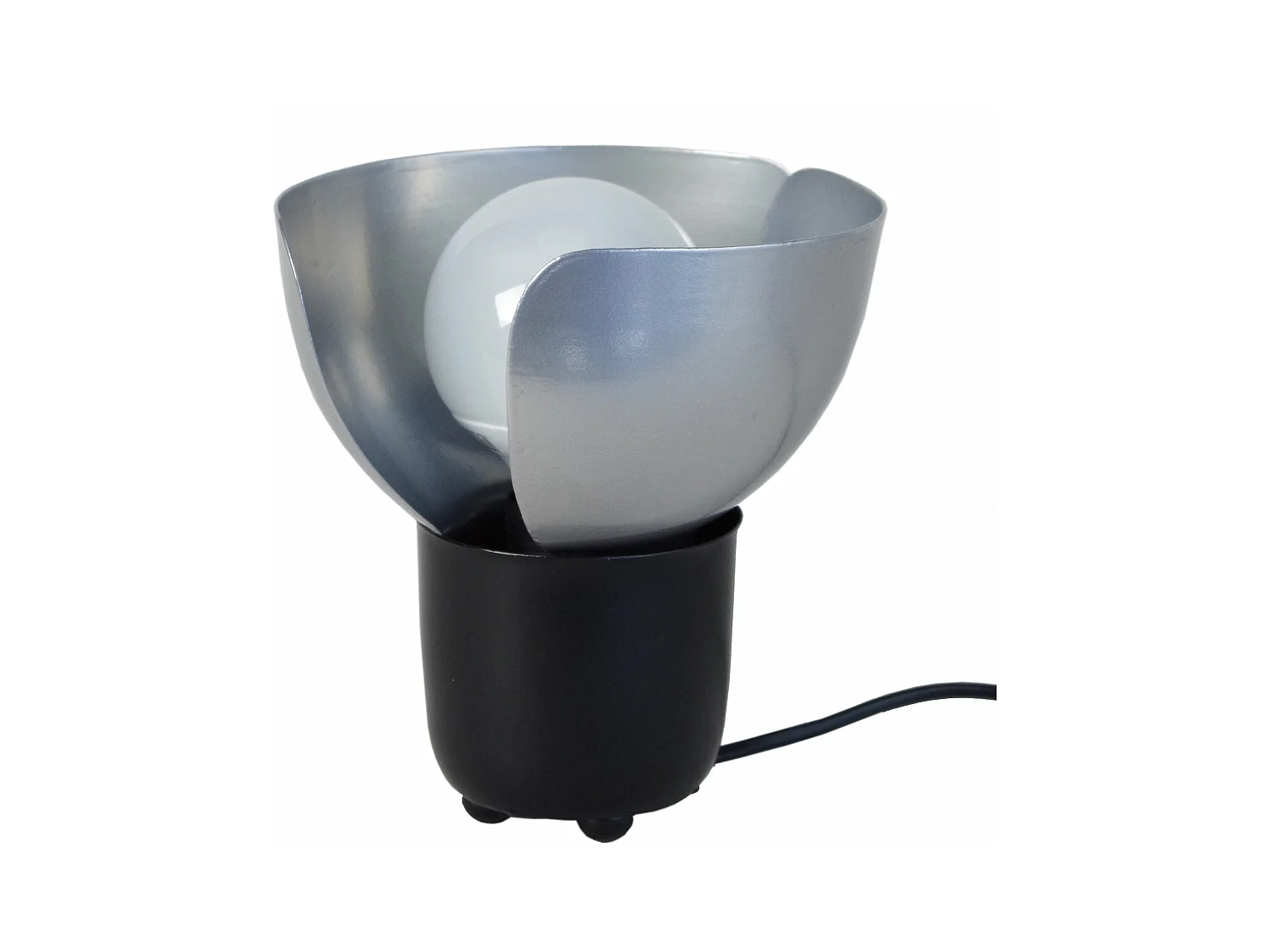 Lampe de chevet demi boule métal  noir,gris 17 cm.