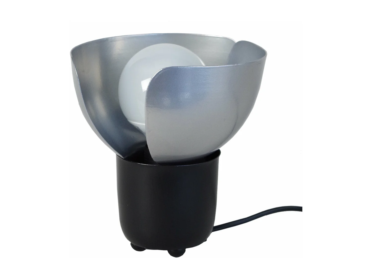 Lampe de chevet demi boule métal  noir,gris 17 cm.
