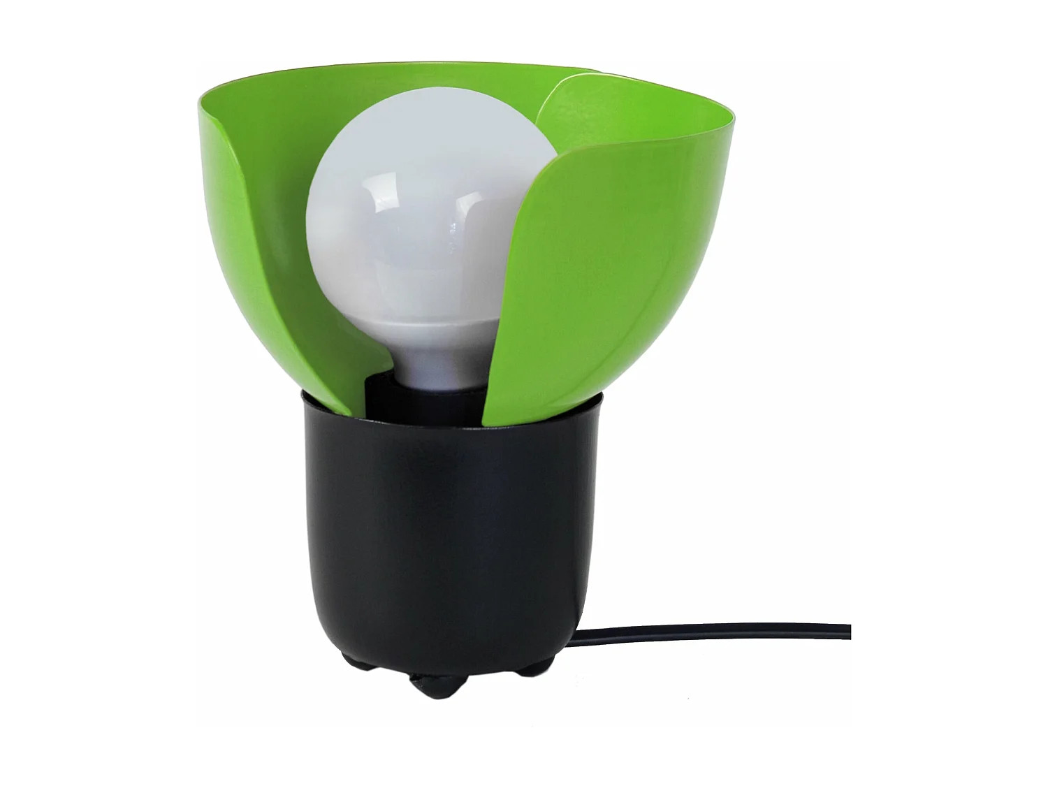 Lampe de chevet demi boule métal  noir,vert 17 cm.