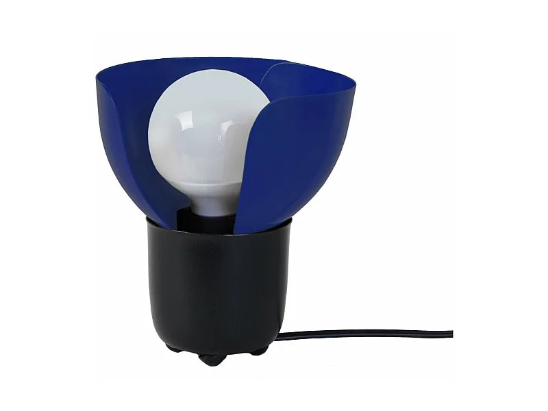 Lampe de chevet demi boule métal  noir,cobalt 17 cm.