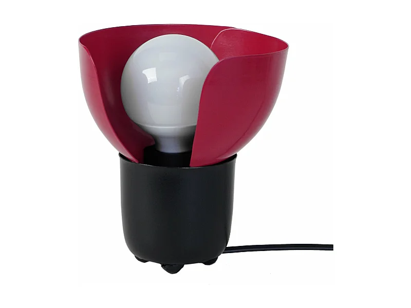 Lampe de chevet demi boule métal  noir,rose 17 cm.