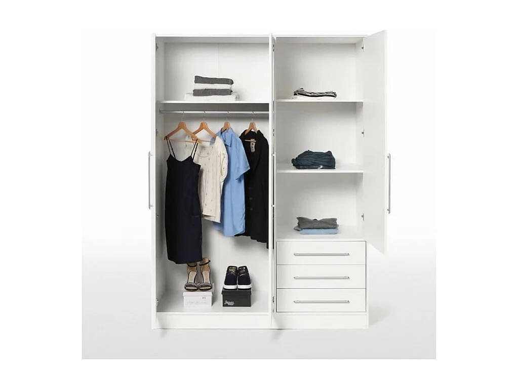 JUPITER Armoire - En bois aggloméré - Blanc - contemporain - Chambre - L 144,6 cm