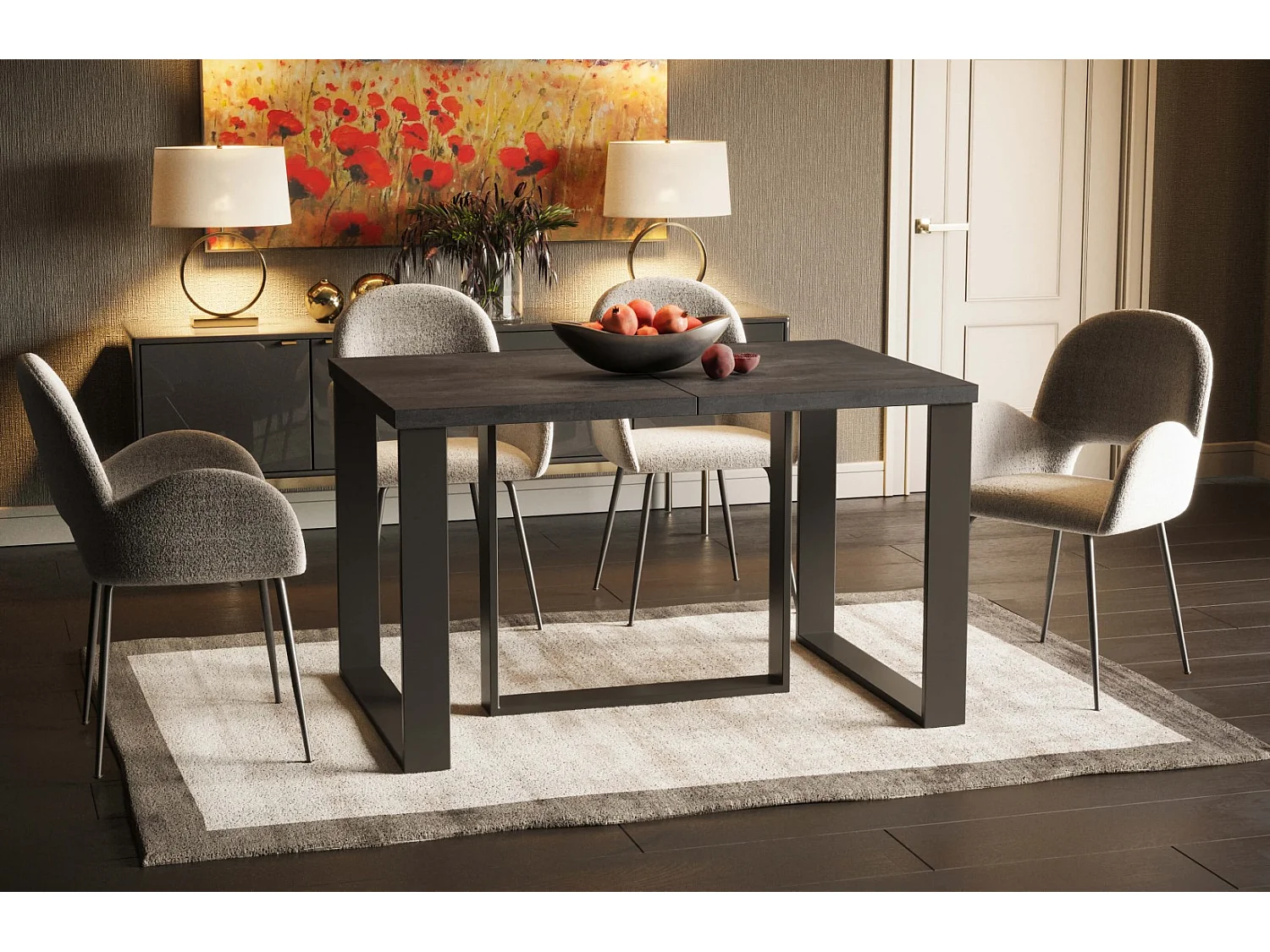 Stół rozkładany BORYS MAX 130(330)x85 beton ciemny