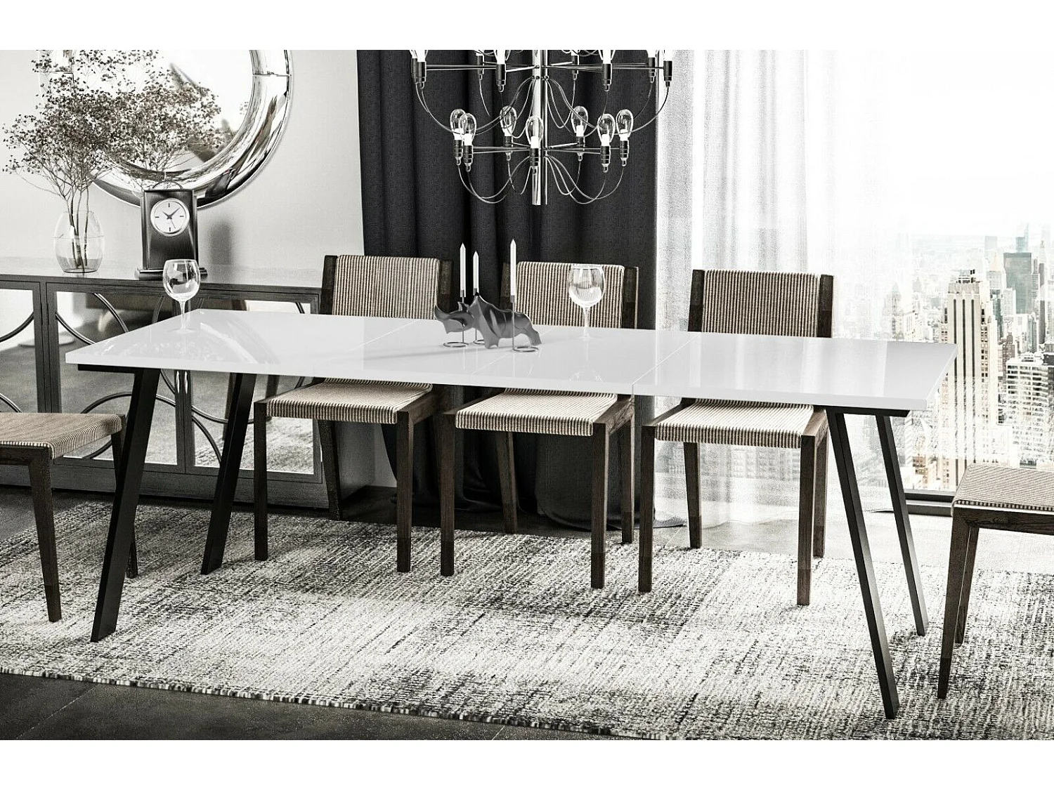 Stół rozkładany LIWIA 130(210)x80 biały połysk