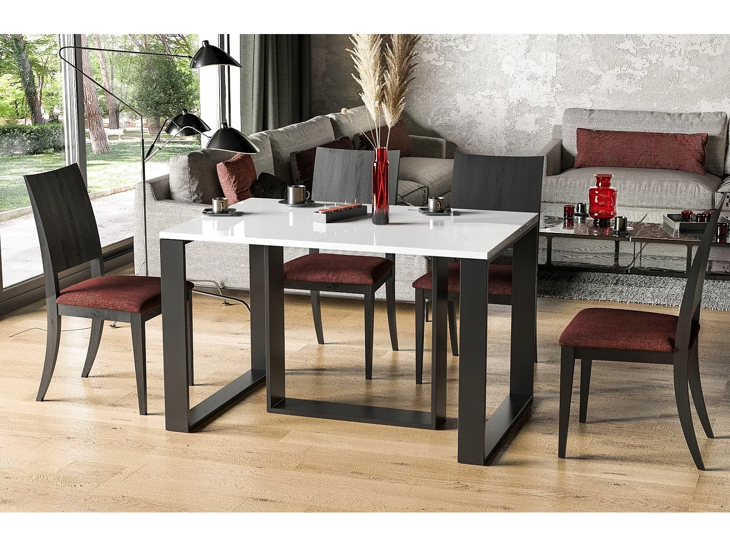 Stół rozkładany BORYS 130(250)x80 biały połysk