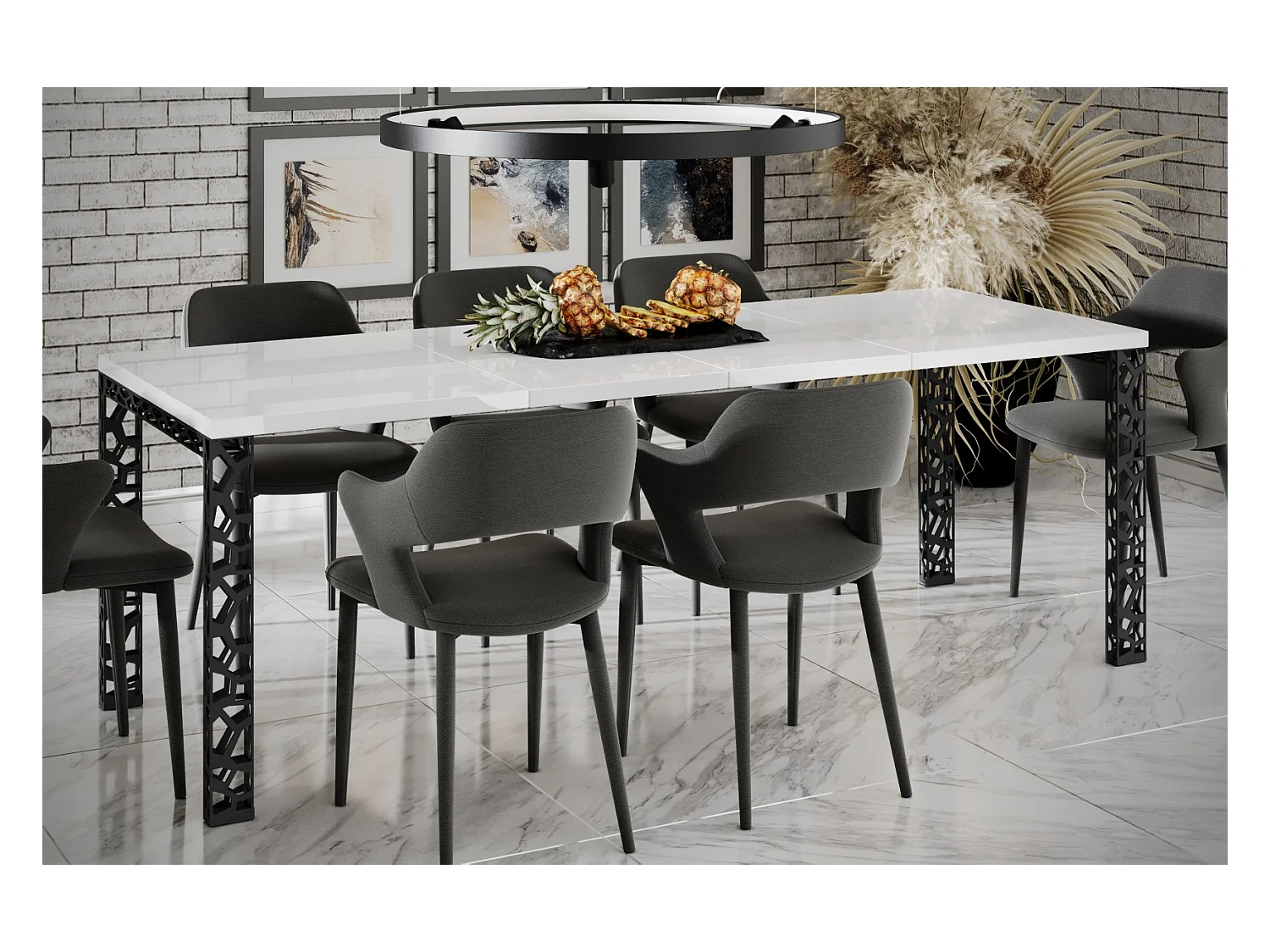 Stół rozkładany MATIO 80(170)x80 biały połysk