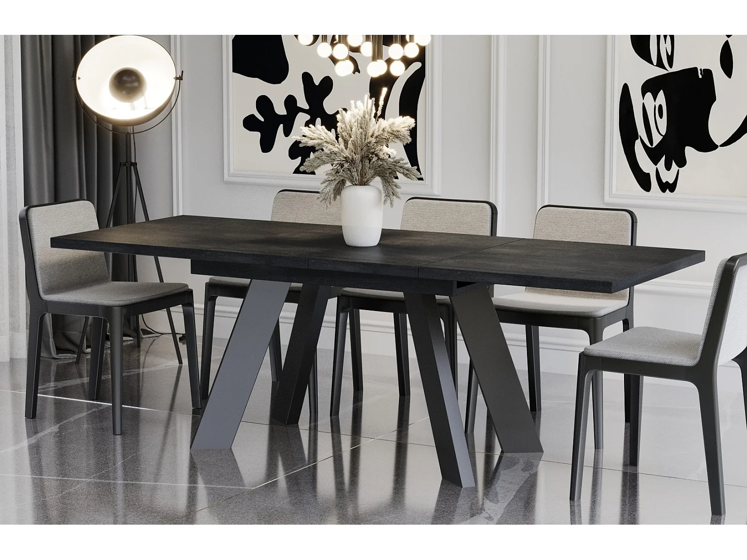 Stół rozkładany COMO 130(210)x80 beton ciemny