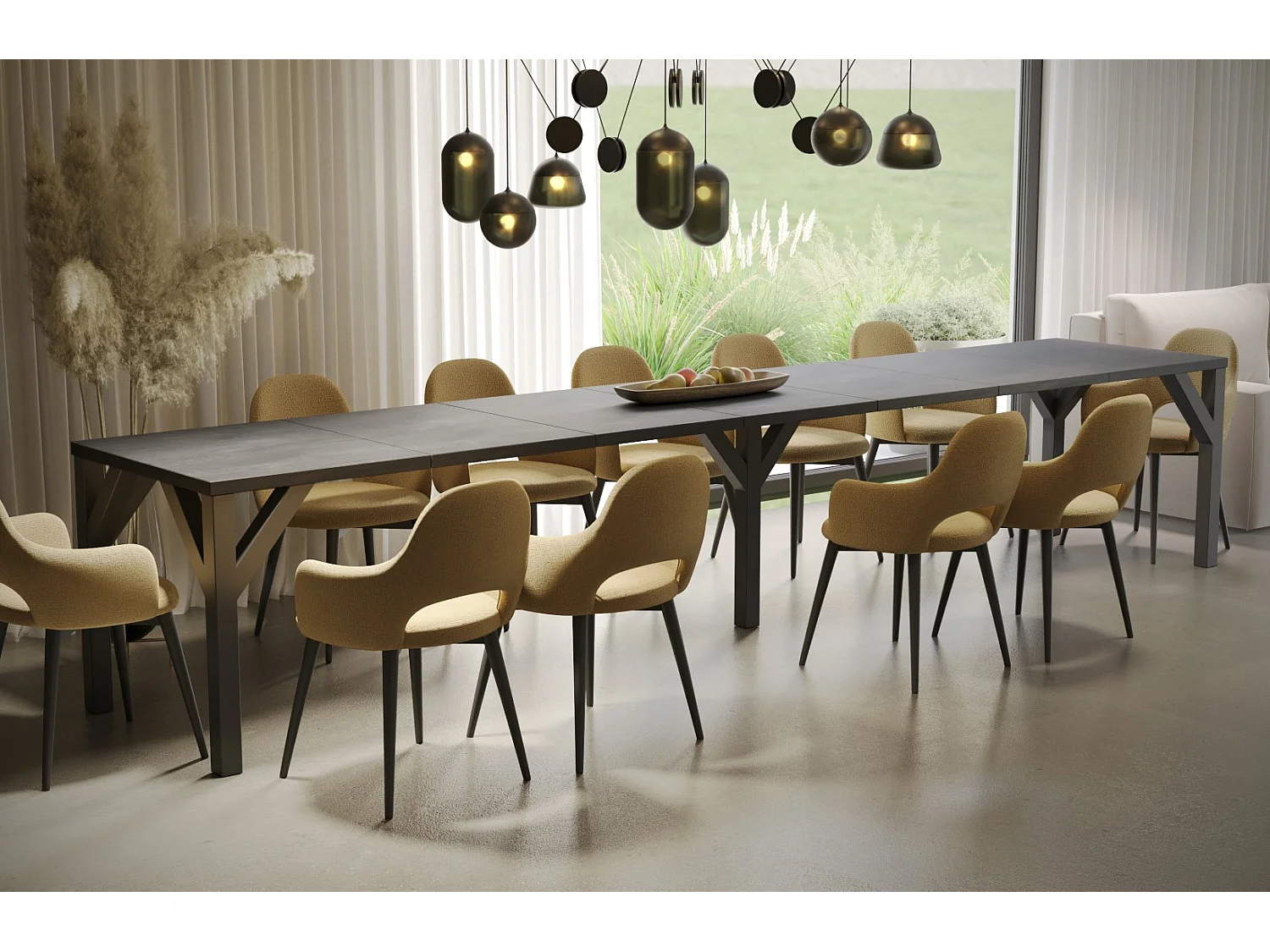 Stół rozkładany DUNAJ 130(295)x90 beton ciemny