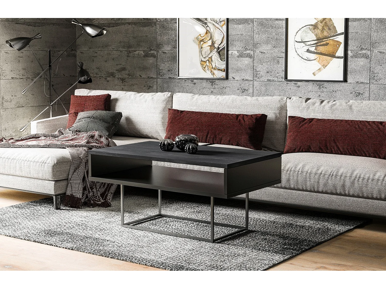 Couchtisch Enna 100x60x53 (Beton D)