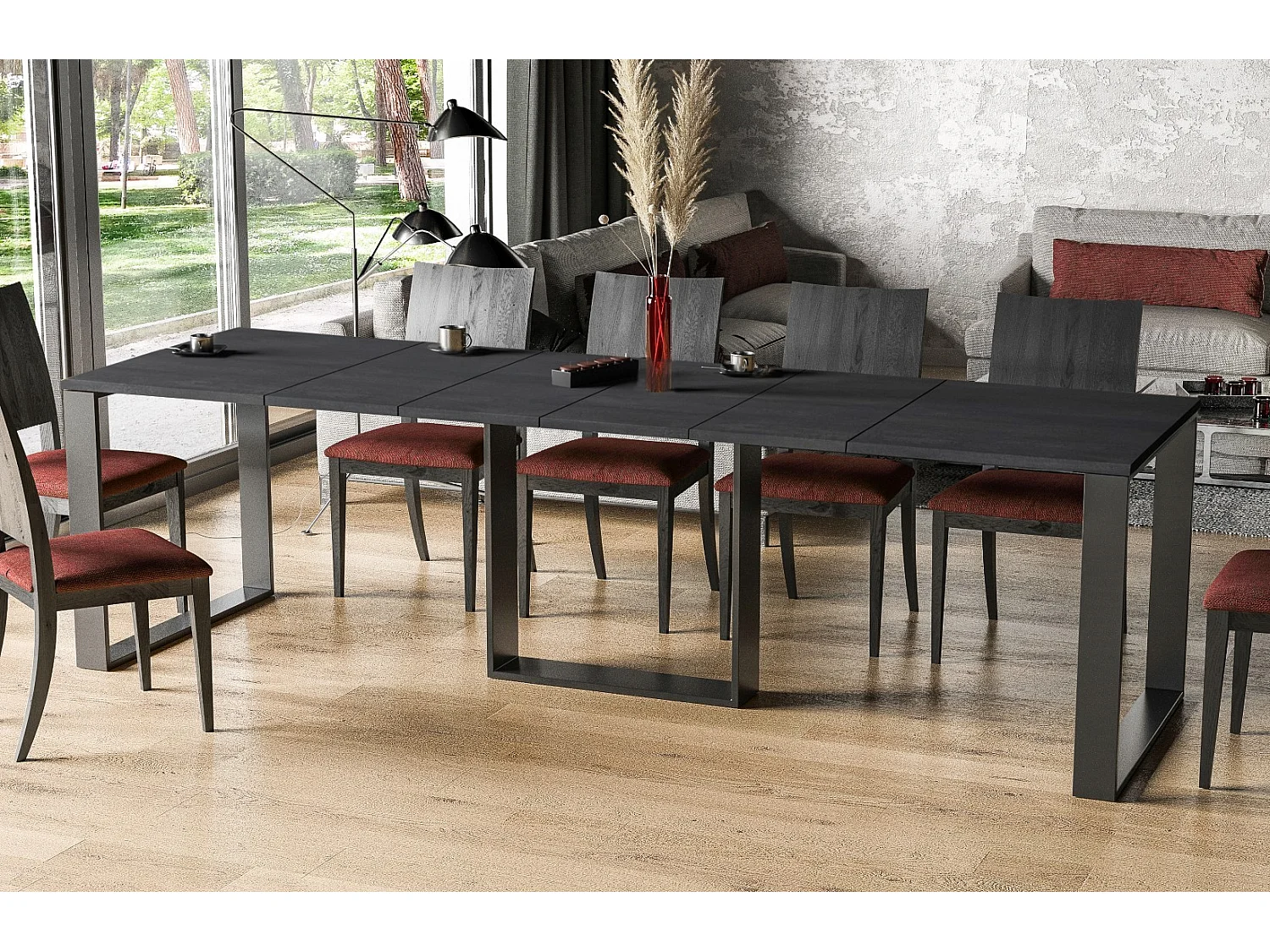 Stół rozkładany BORYS 130(330)x80 beton ciemny