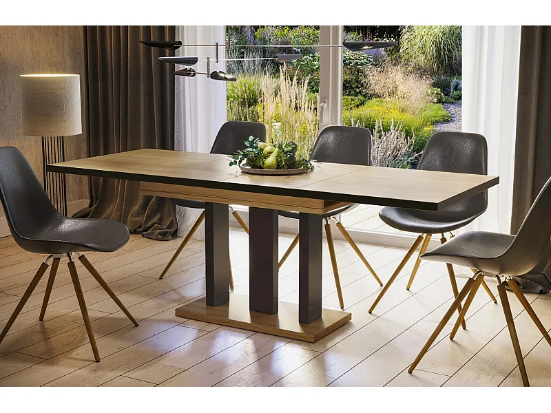 Stół rozkładany APPIA BLACK 130(210)x80 dąb natura/czarny