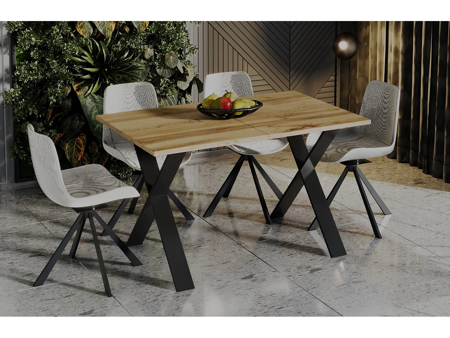 Stół rozkładany X 130(210)x80 dąb wotan