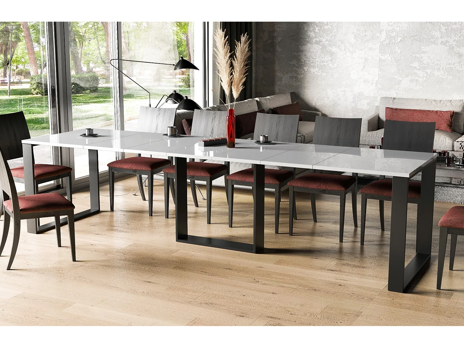 Stół rozkładany BORYS 130(290)x80 biały połysk