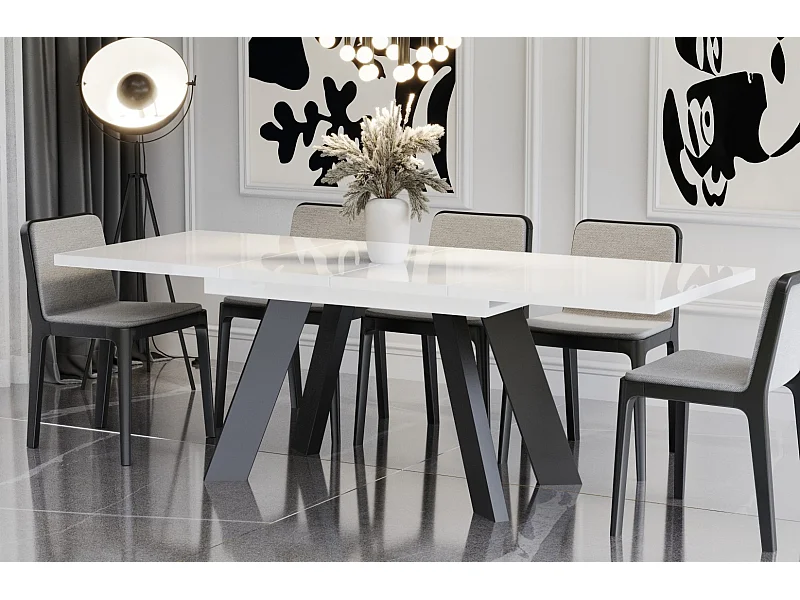 Stół rozkładany COMO 130(210)x80 biały połysk