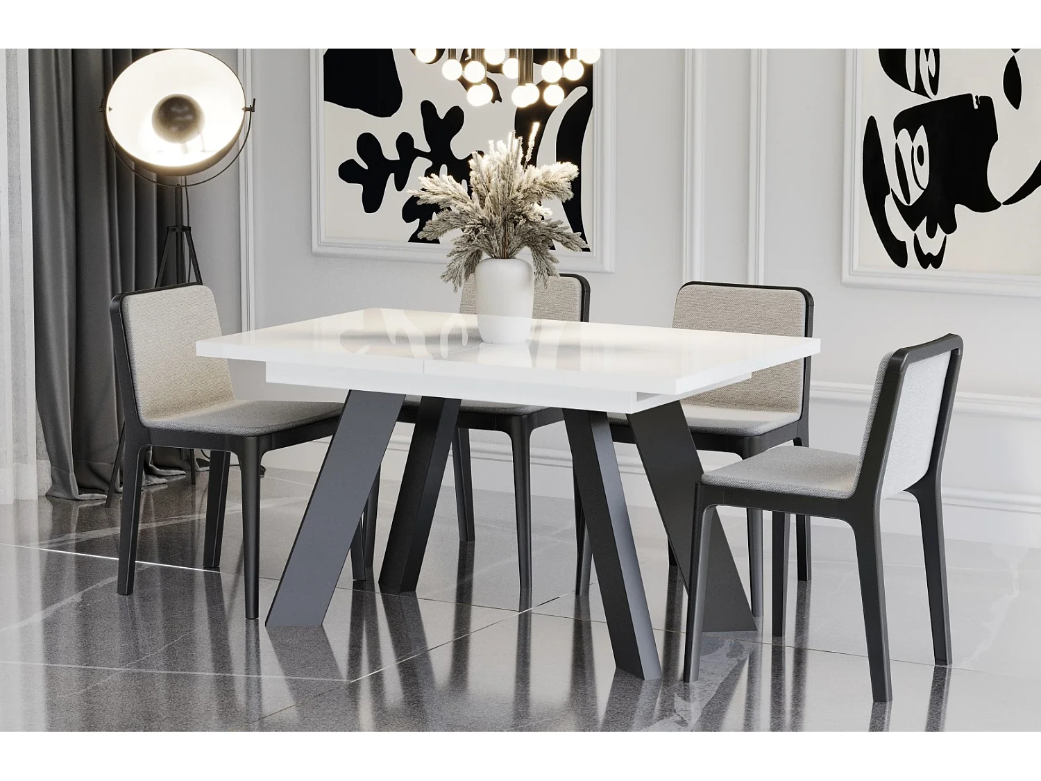 Stół rozkładany COMO 130(210)x80 biały połysk