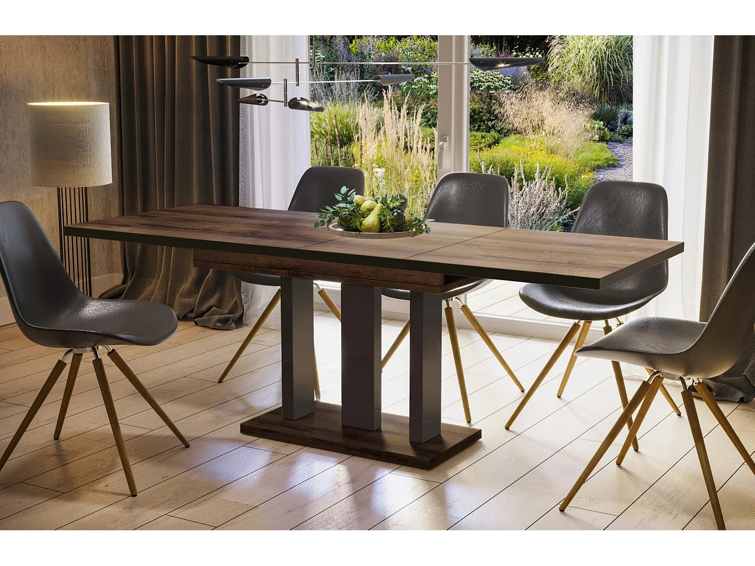 Stół rozkładany APPIA BLACK 130(210)x80 dąb monastery/czarny