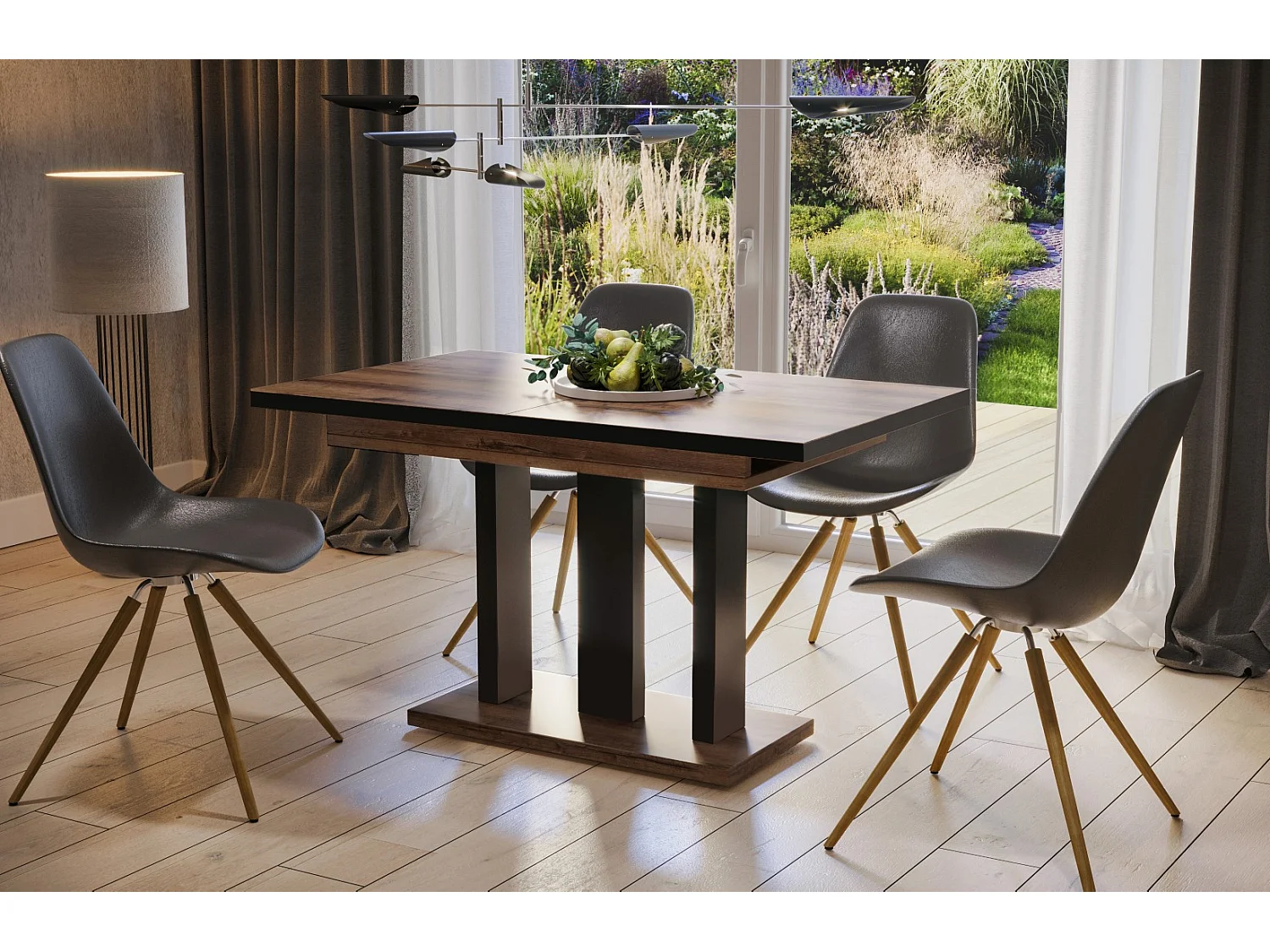 Stół rozkładany APPIA BLACK 130(210)x80 dąb monastery/czarny