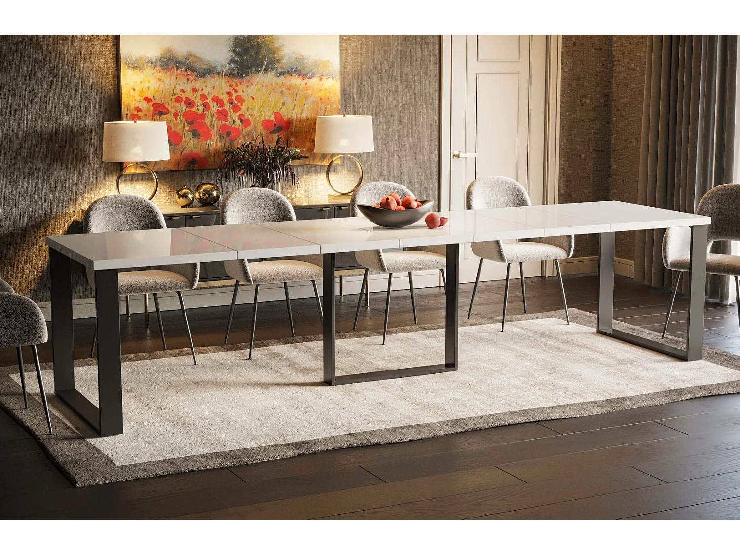 Stół rozkładany BORYS MAX 130(250)x85 biały połysk