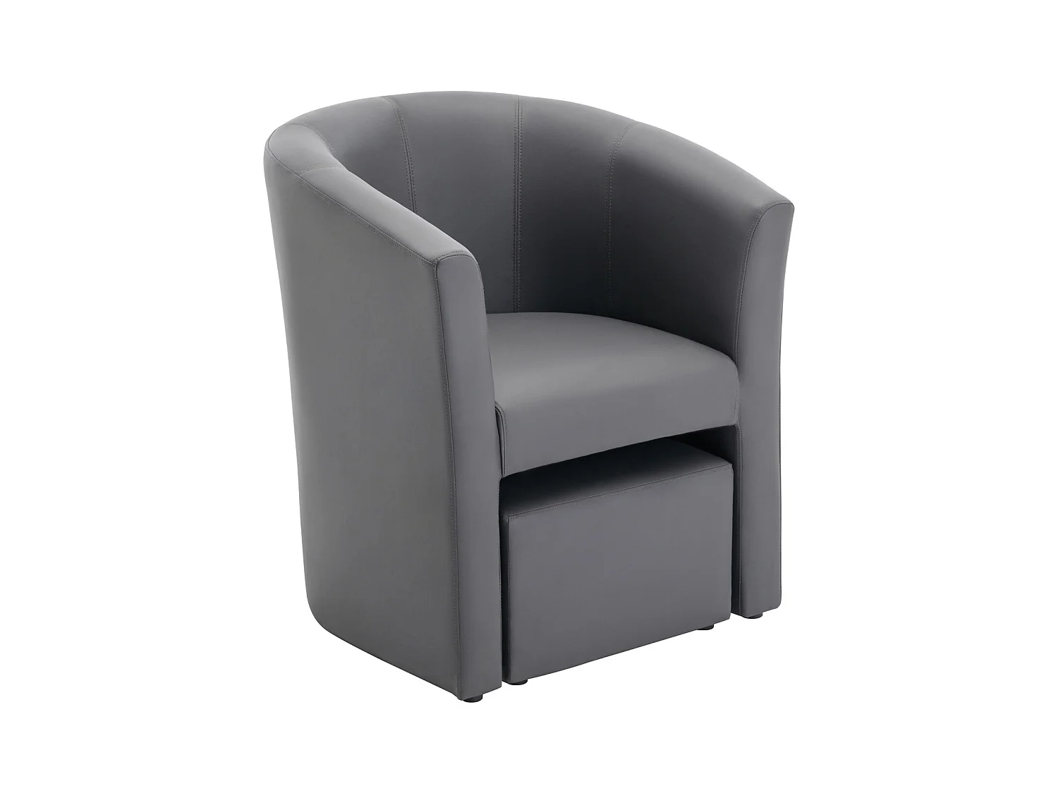 Cabriolet lænestol og puf i grå kunstlæder JOVANA