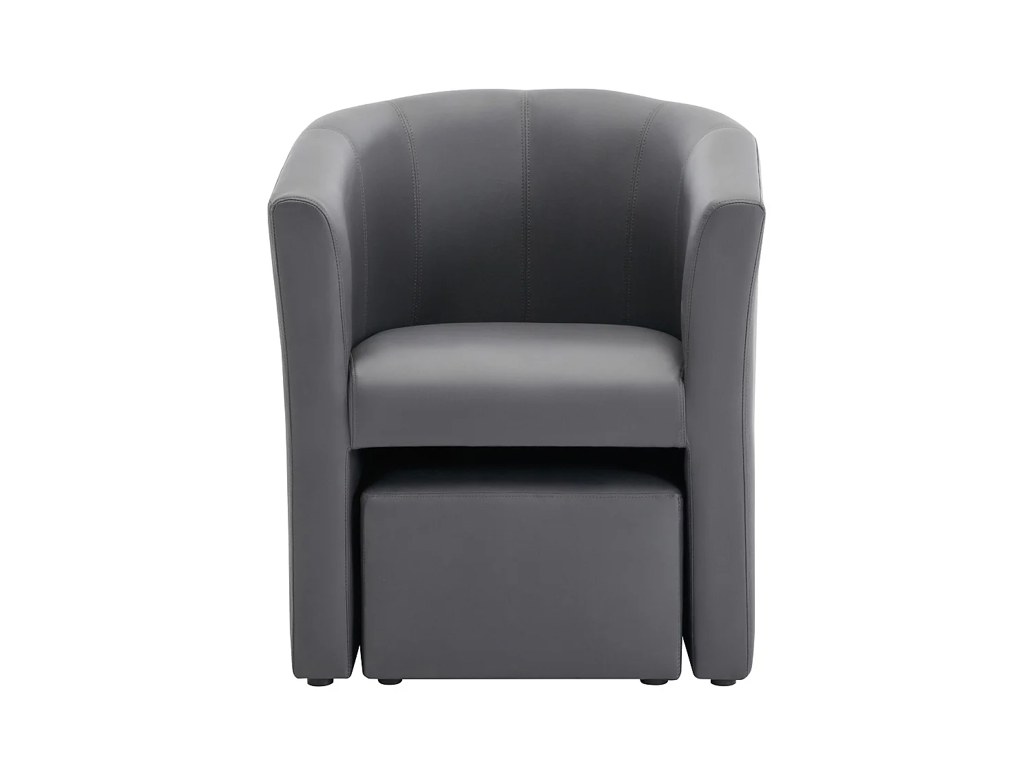 Cabriolet lænestol og puf i grå kunstlæder JOVANA