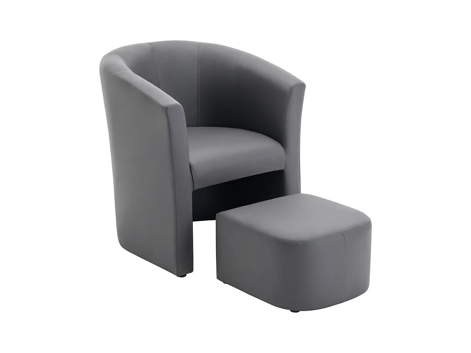 Cabriolet lænestol og puf i grå kunstlæder JOVANA