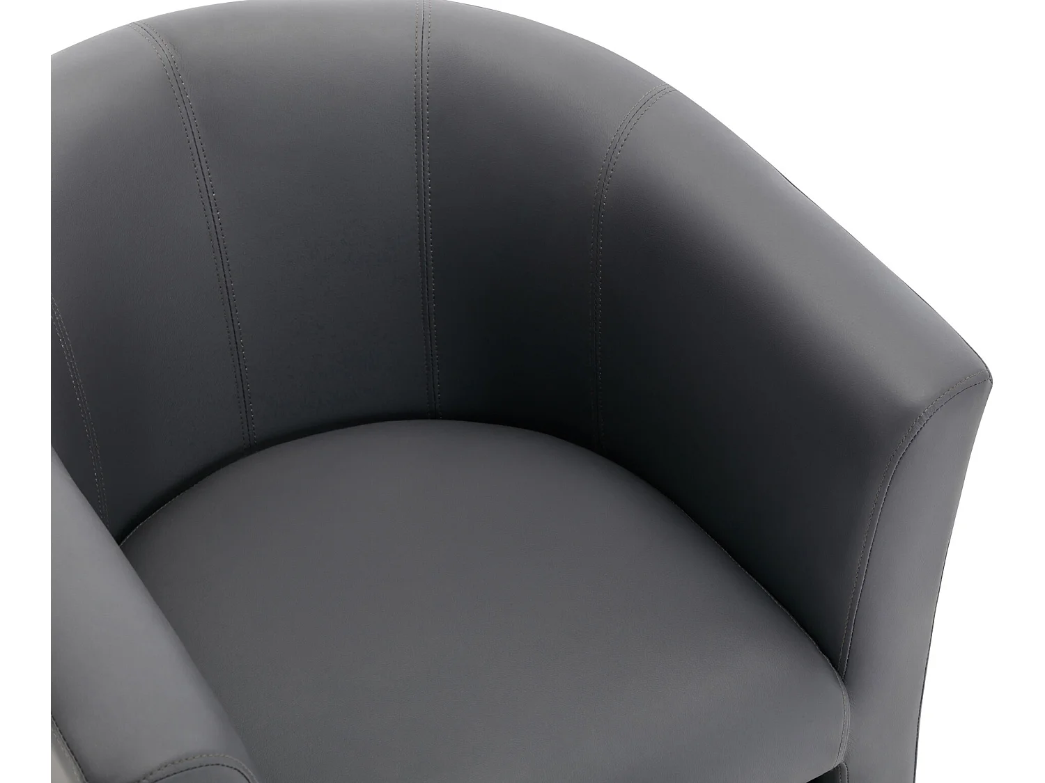 Fauteuil cabriolet et pouf en simili gris JOVANA