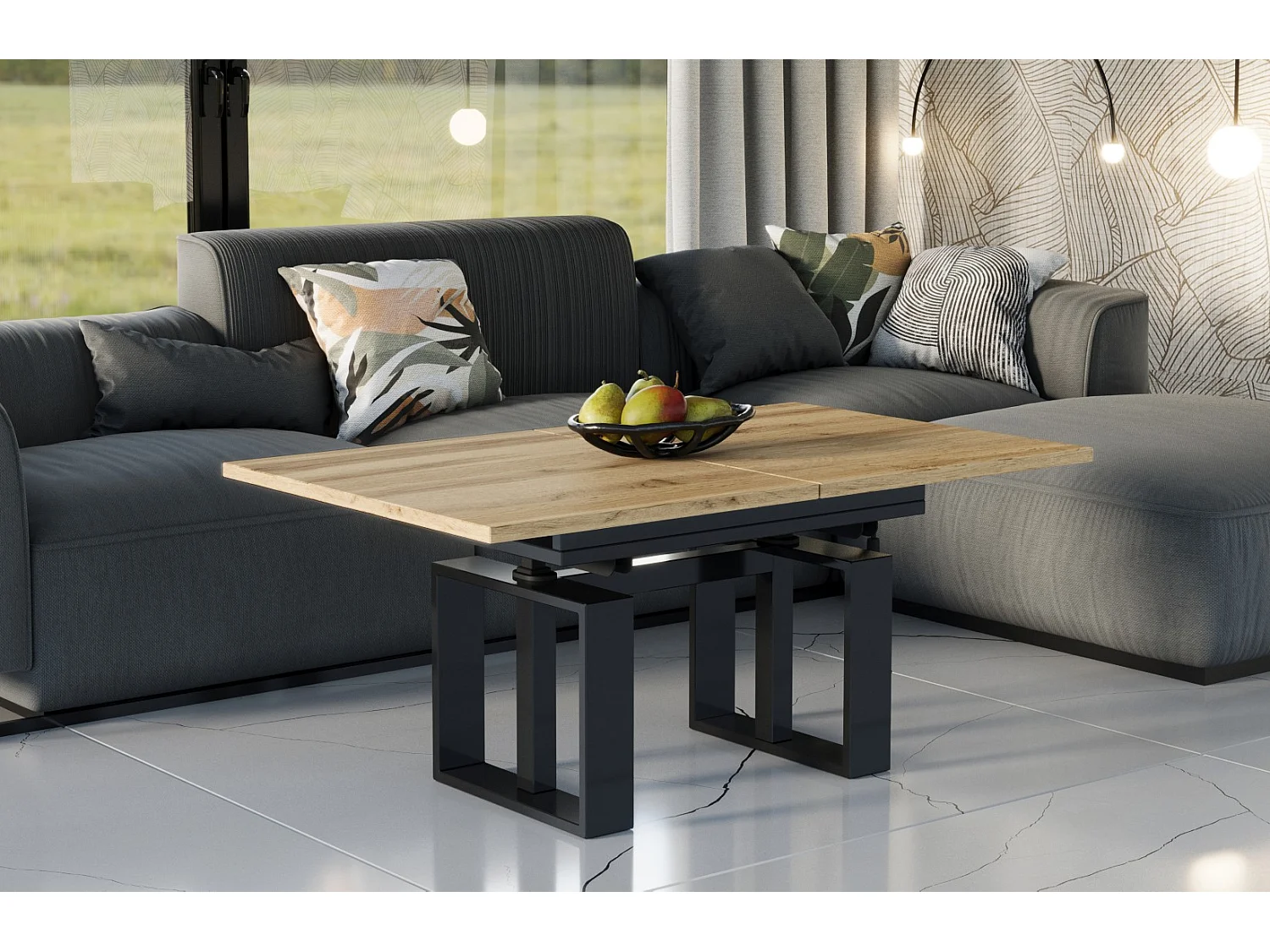 Ława rozkładana podnoszona EMPOLI 110(170)x65 dąb wotan