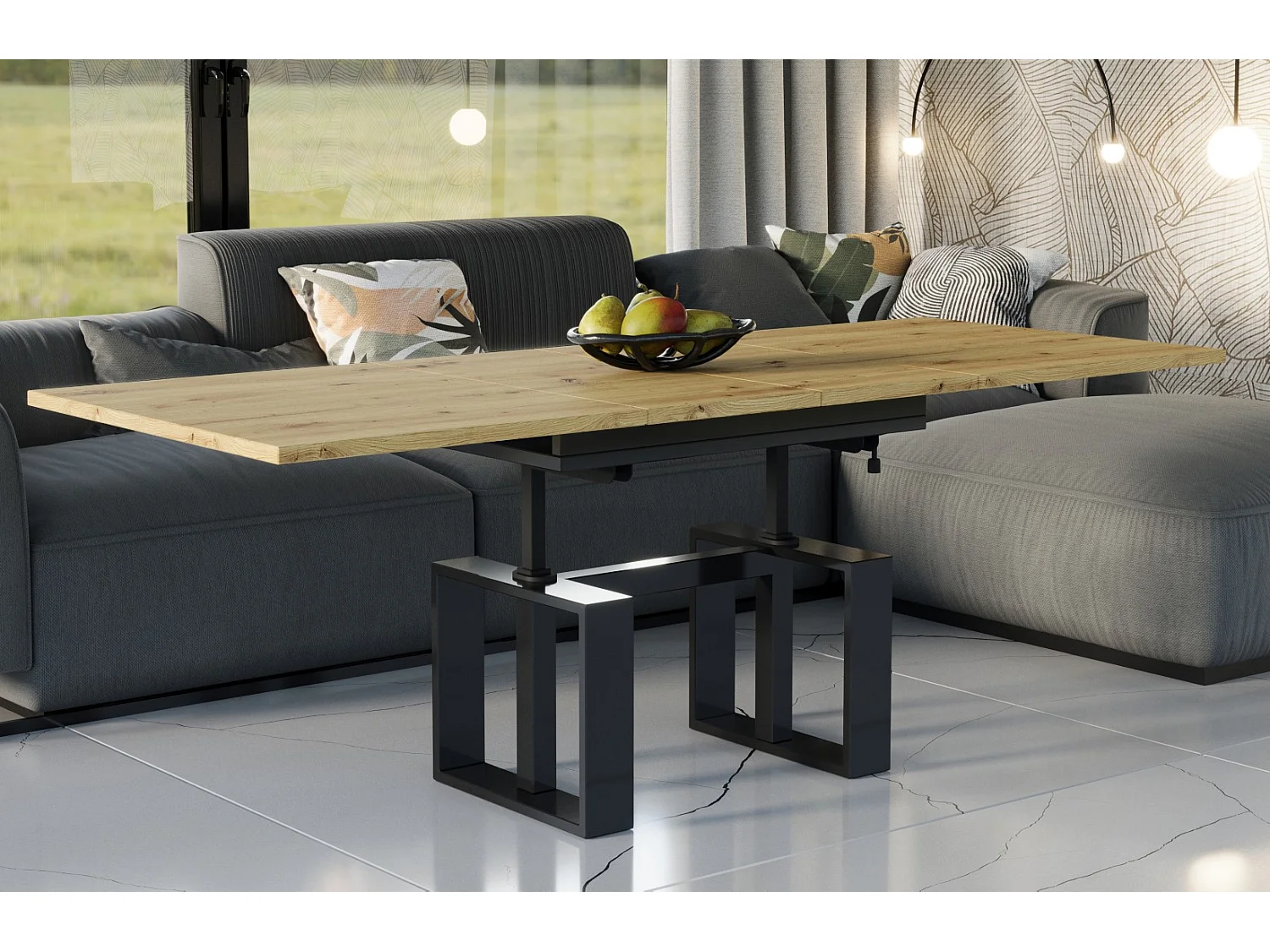 Ława rozkładana podnoszona EMPOLI 110(170)x65 dąb artisan