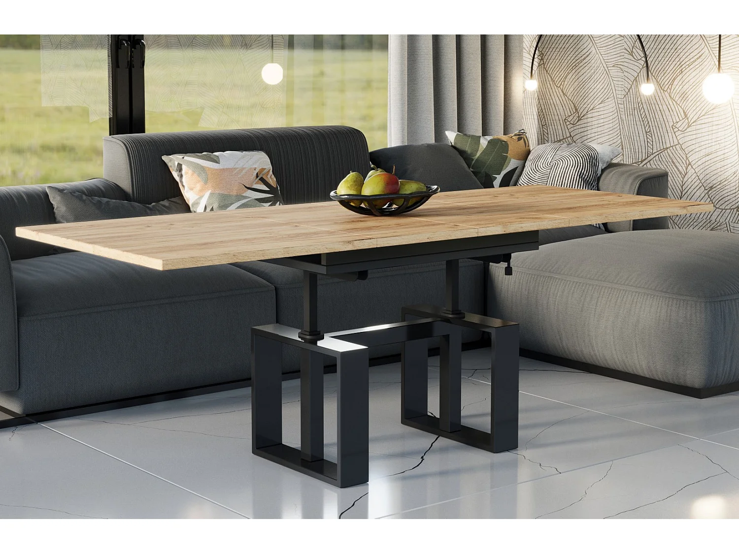 Ława rozkładana podnoszona EMPOLI 110(170)x65 dąb złoty craft