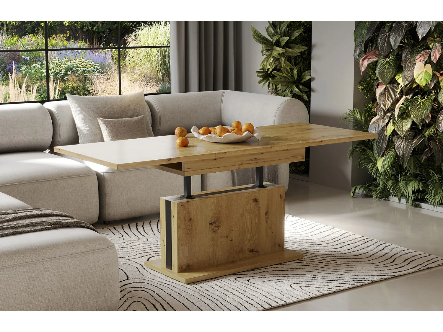 Ława rozkładana podnoszona SOLARIS 110(170)x65 dąb artisan