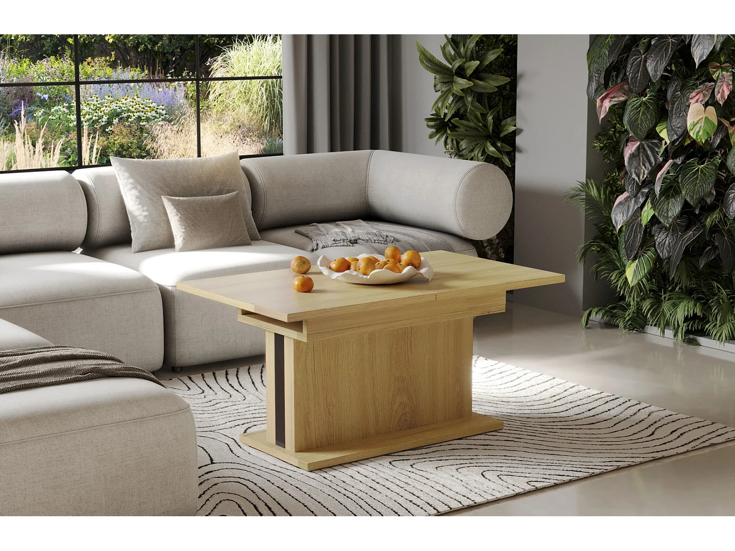 Ława rozkładana podnoszona SOLARIS 110(170)x65 dąb natura