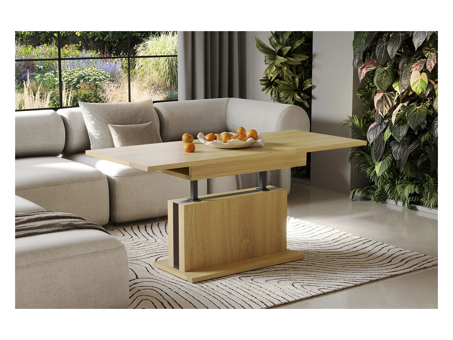 Ława rozkładana podnoszona SOLARIS 110(170)x65 dąb natura