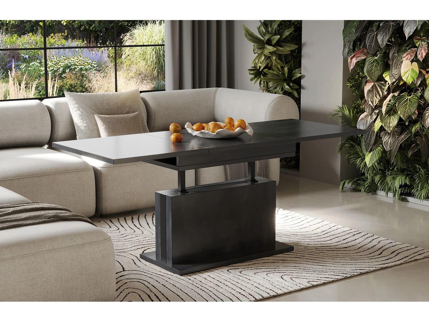 Ława rozkładana podnoszona SOLARIS 110(170)x65 beton ciemny