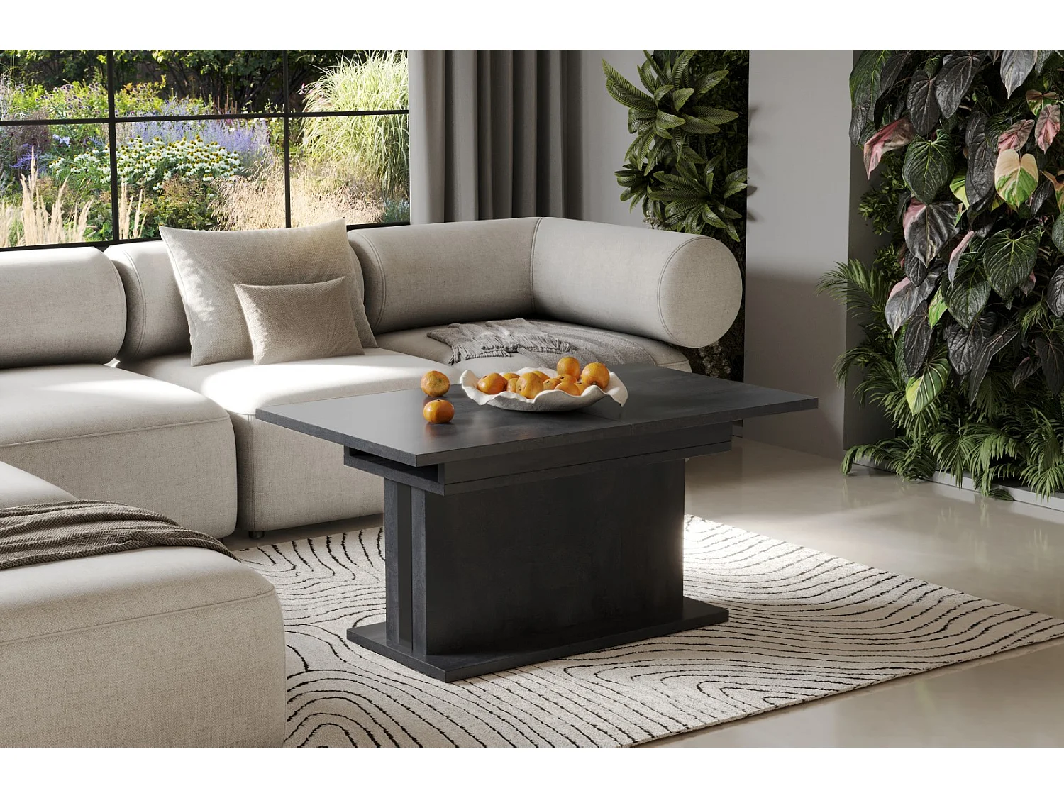 Ława rozkładana podnoszona SOLARIS 110(170)x65 beton ciemny