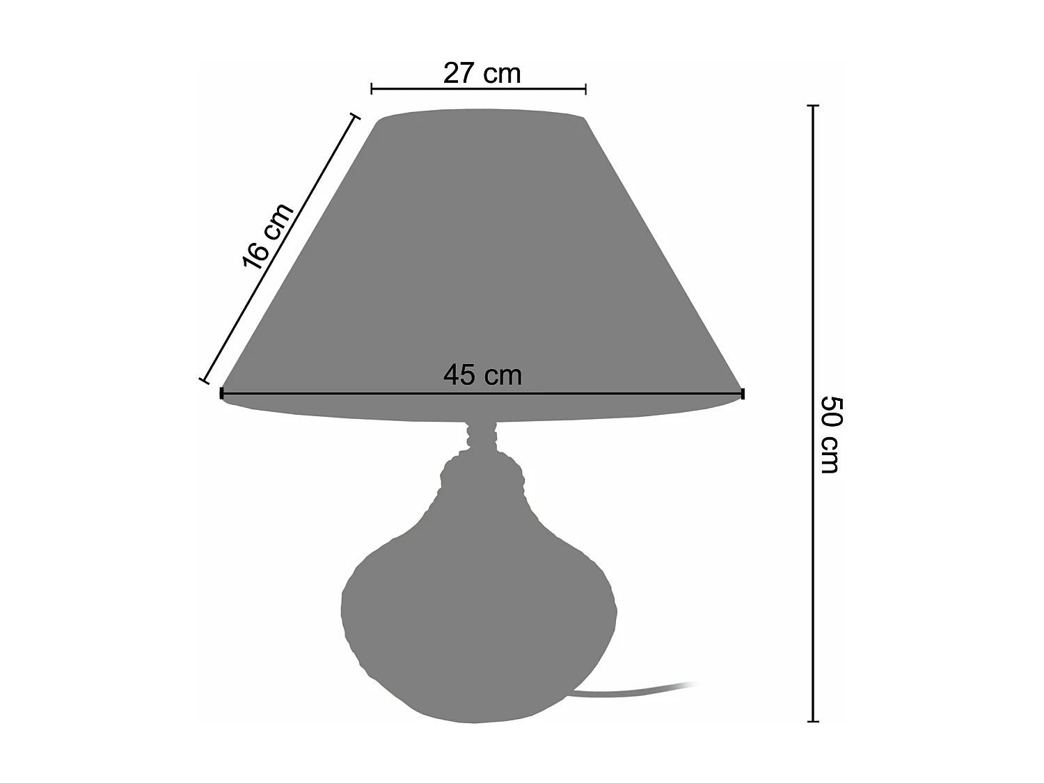 Lampe de salon vase sisal doré,naturel 50 cm.