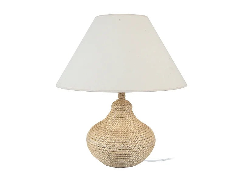 Lampe de salon vase sisal doré,naturel 50 cm.